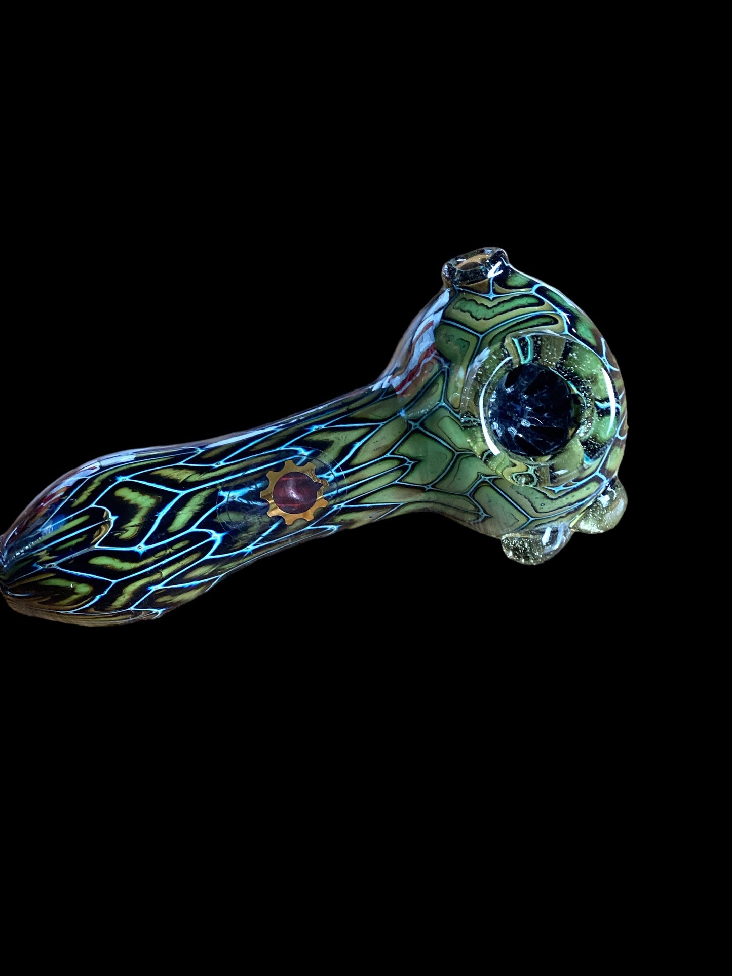 Fumed Green Spoon Hand Pipe