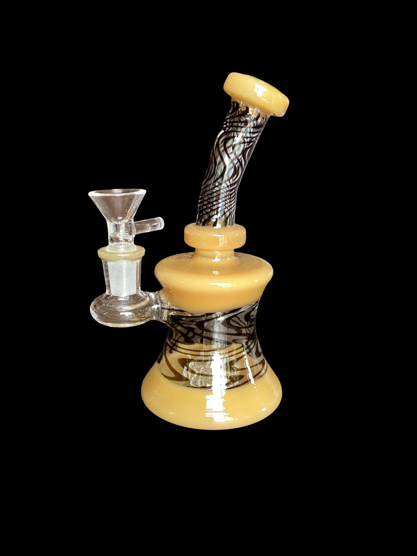 Bent Neck Black and Yellow Swirl Dab Rig