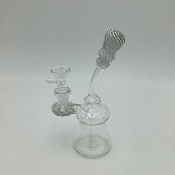 Small Bent Neck Clear Swirl Rig - The Bomb Head Shop