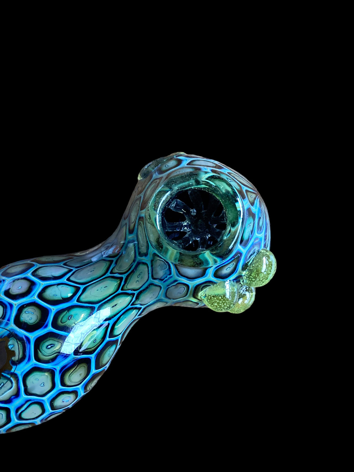 Fumed Green Blue Hand Pipe