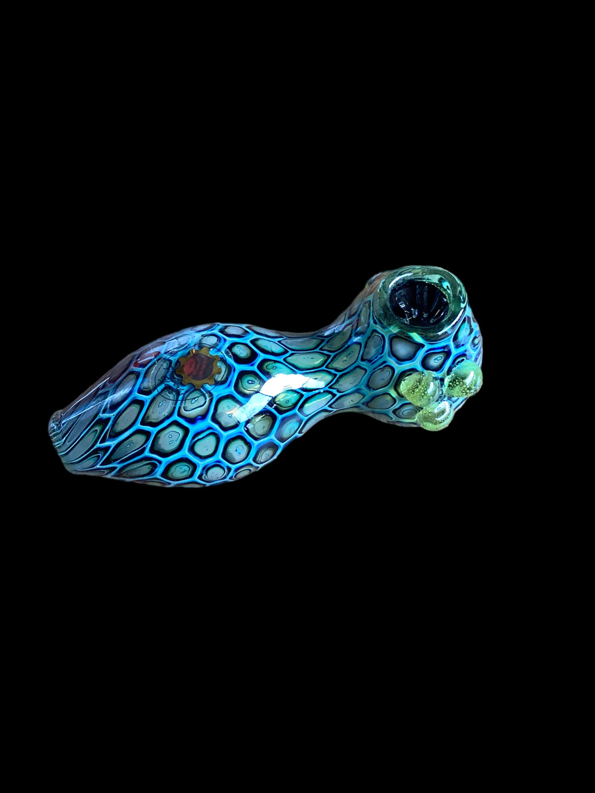 Fumed Green Blue Hand Pipe