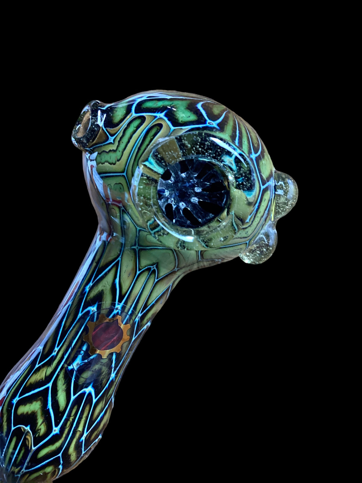 Fumed Green Spoon Hand Pipe