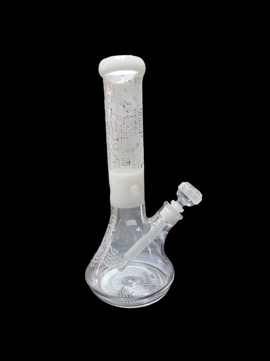 Monster Sand Blaster Beaker Bong - White Bitcoin