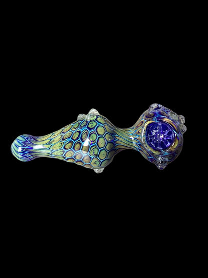 Fumed Bubble Trap Hand Pipe - Blue